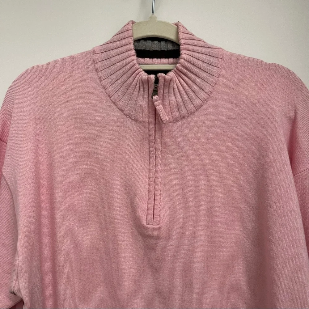 Talbott Men's Zip-Up Sweater in Soft Pink Sz L